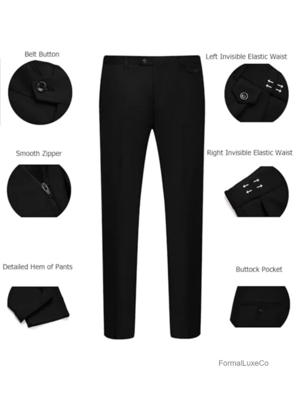 Men's 3 Piece Slim Fit Suit Set - Two Button Blazer, Vest, Pants, Tuxedo Set